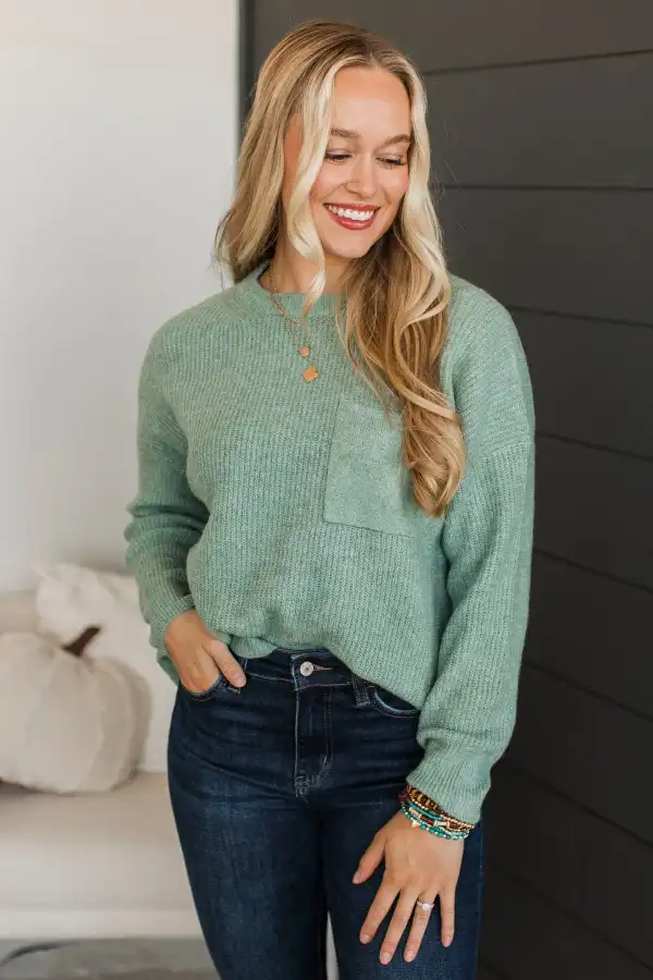 Cause A Commotion Knit Sweater- Dusty Mint