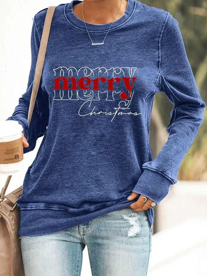 Women's Merry Christmas Printed Sweatshirt