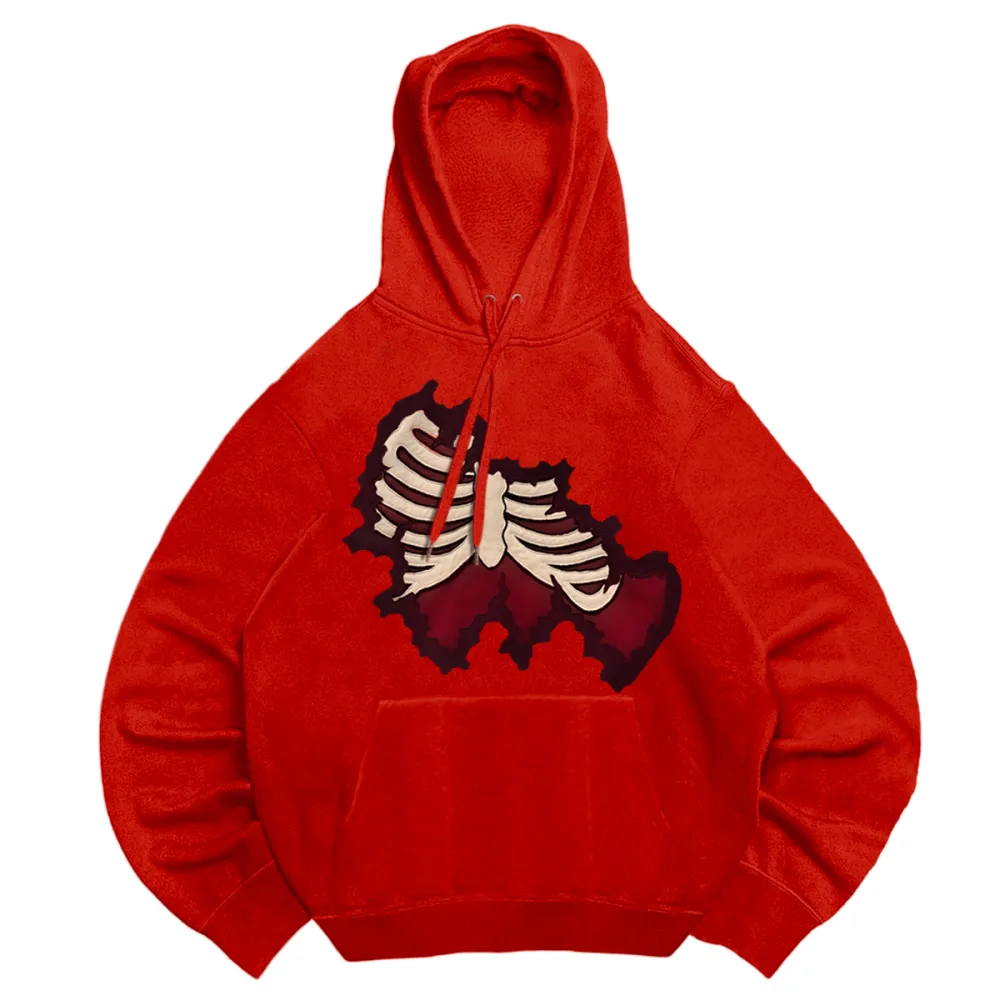 Hooded basic skeleton sweatshirt