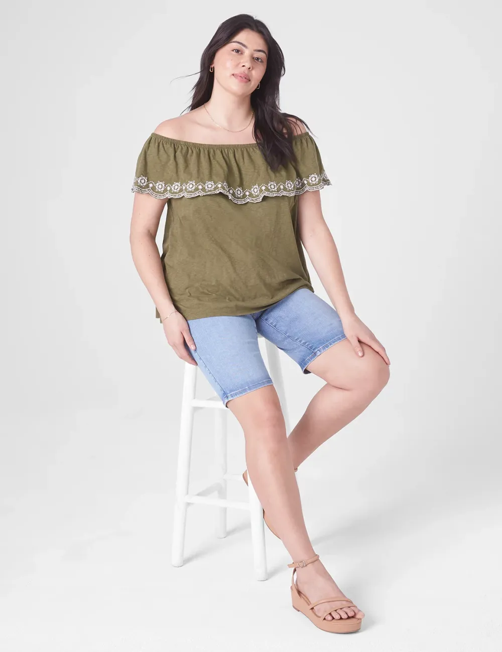 Swing Off-The-Shoulder Embroidered Top