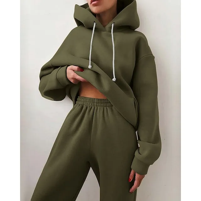 Women's Tracksuit Sweatsuit 2 Piece Street Winter Long Sleeve Fleece Thermal