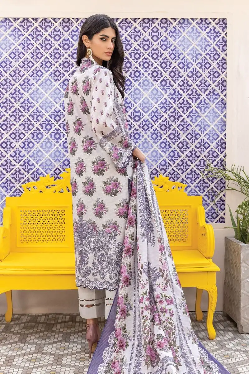 3 Piece Kurta Embroidered | Dupatta& Bottom & Tops | Color Purple