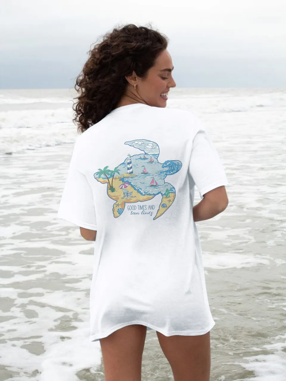 tropical patterned sea turtle  Tee