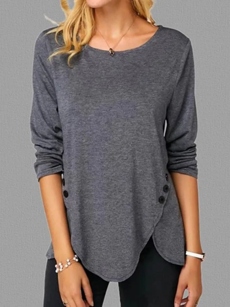 Casual Solid Color Irregular T-shirt