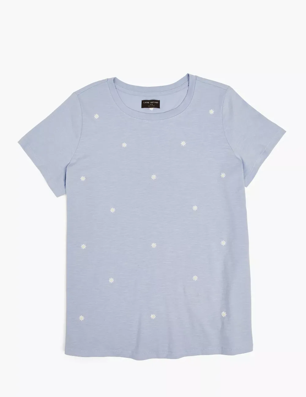 Modern Crew-Neck Daisy Embroidery Graphic Tee