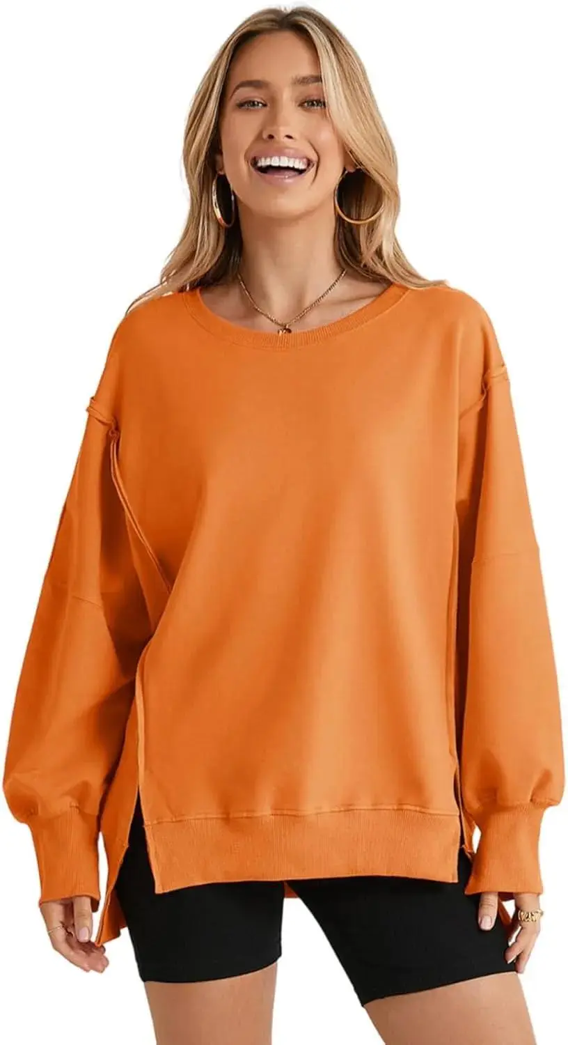 Oversized Reverse Seam Sweatshirt Long Sleeve Crewneck Pullover