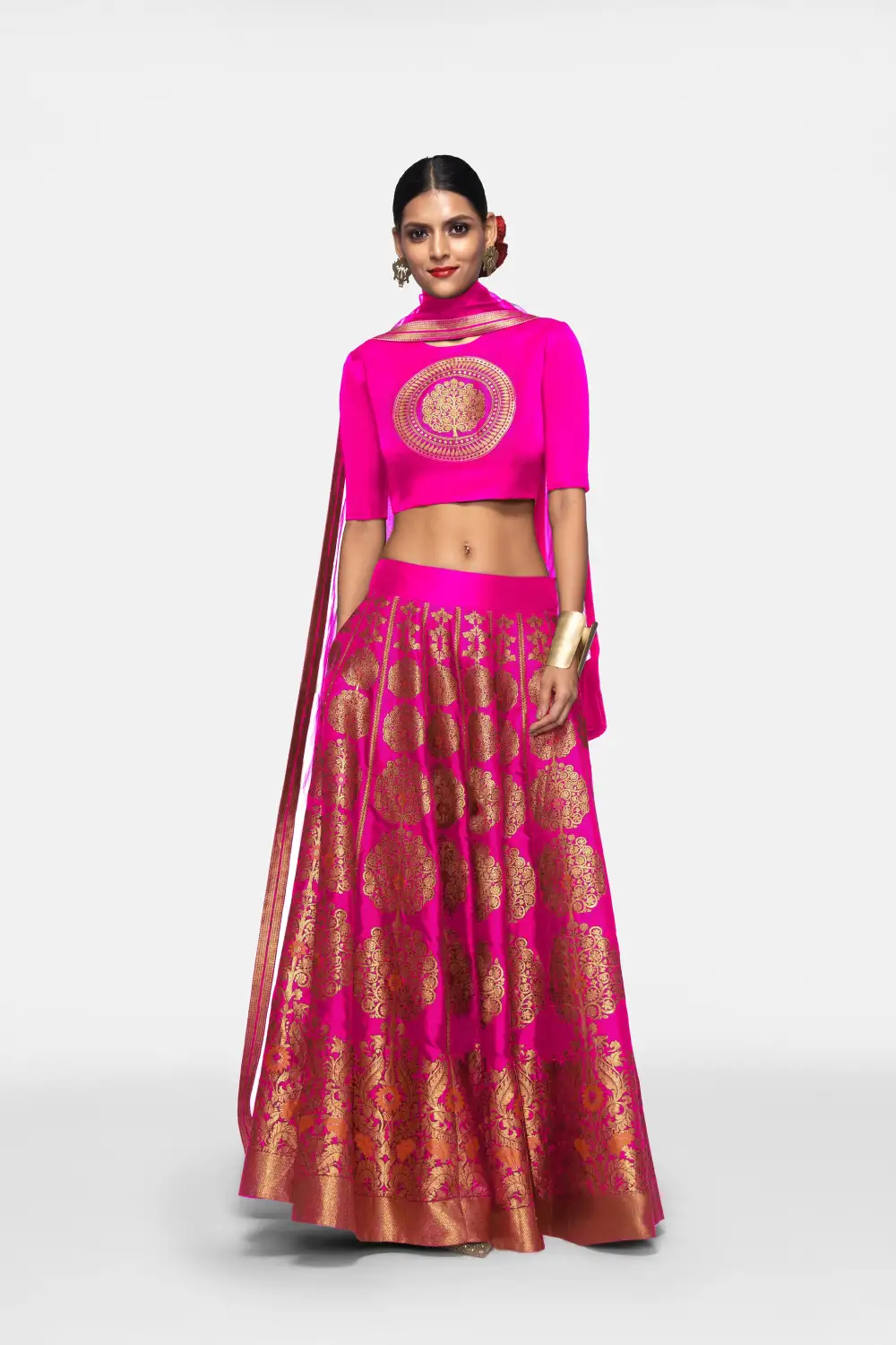 Handwoven Silk Engineered Brocade Lehenga