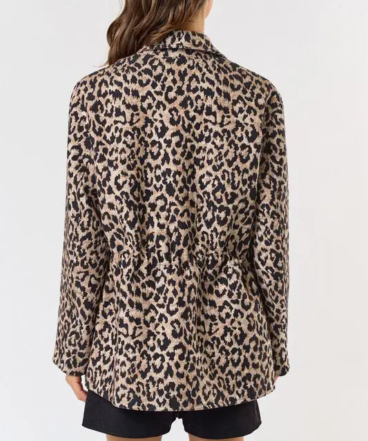 Leopard Button Down Jacket - Brown