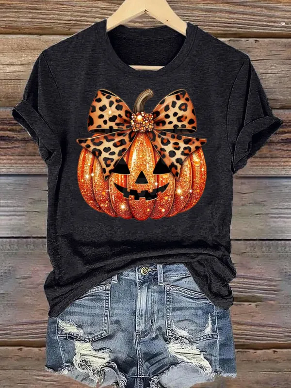 Halloween Leopard Pumpkin Tee