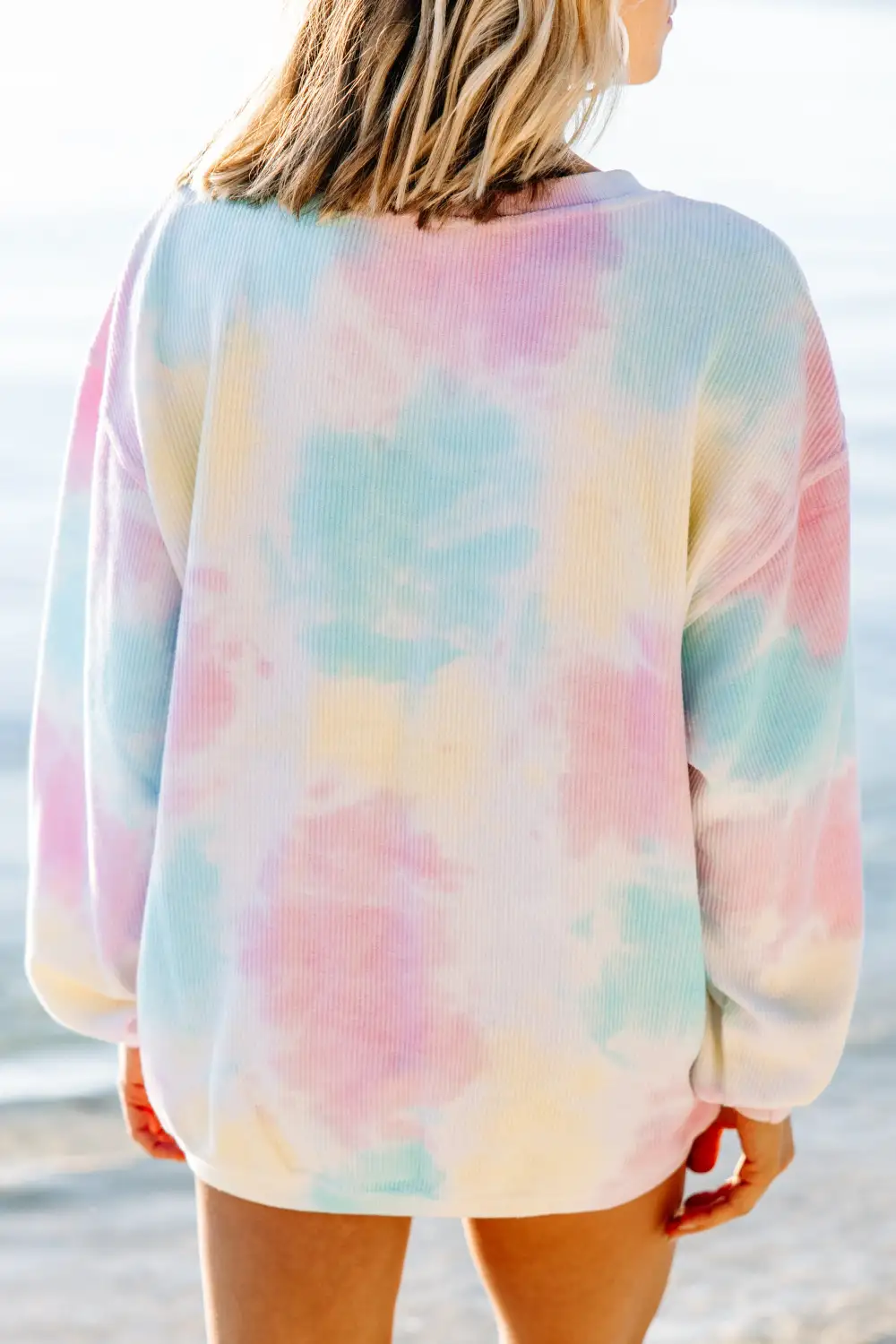 Wife Pink Tie Dye Corded Embroidered Sweatshirt