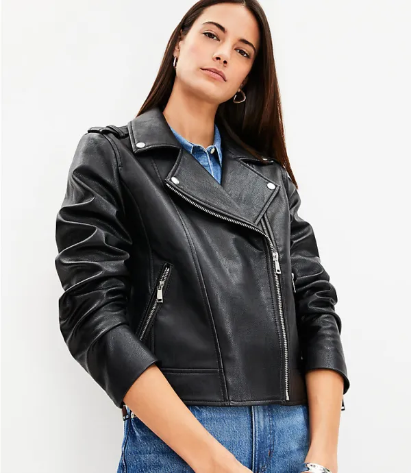 Pebbled Faux Leather Moto Jacket