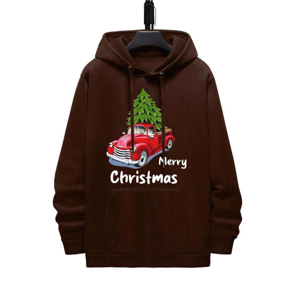 MERRY CHRISTMAS PATTERN PRINTED HOODIE