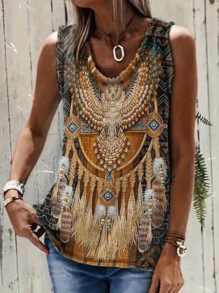 Western Tribal Style Printed Casual Tank Top