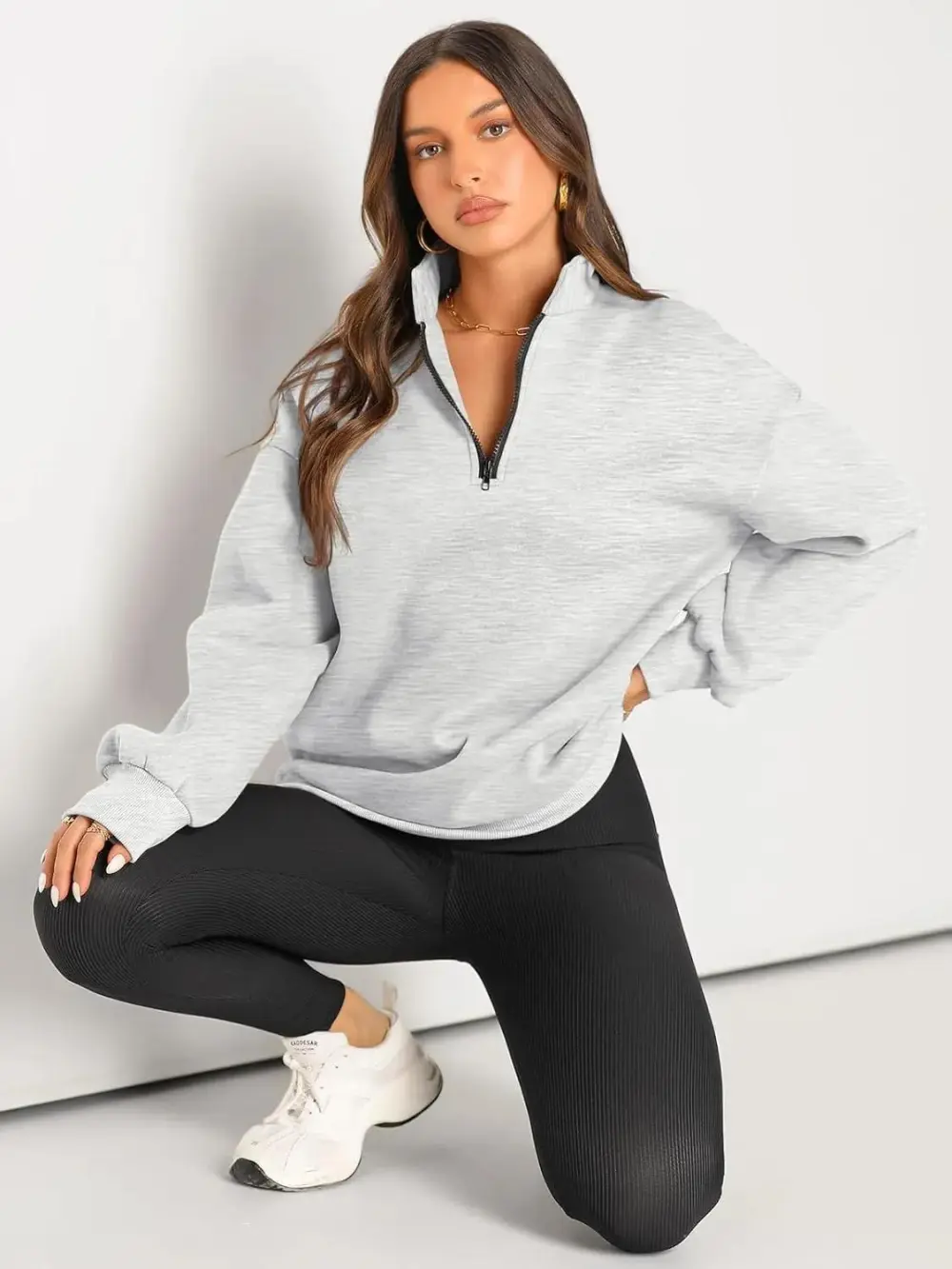 Oversized Sweatshirts Half Zip Pullover Long Sleeve