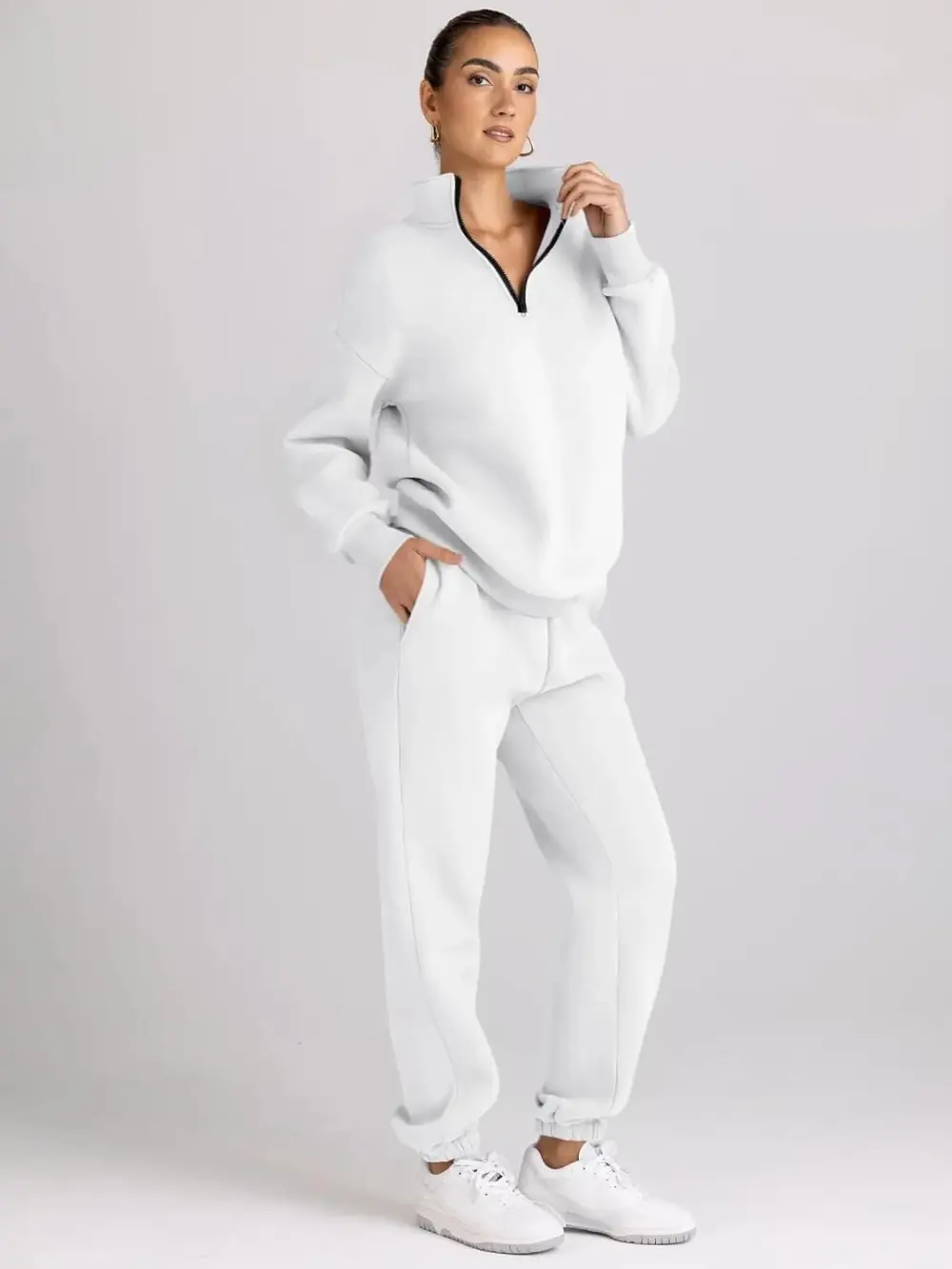 2 Piece Sweatsuits Long Sleeve Half Zip Pullover and Baggy Sweatpants