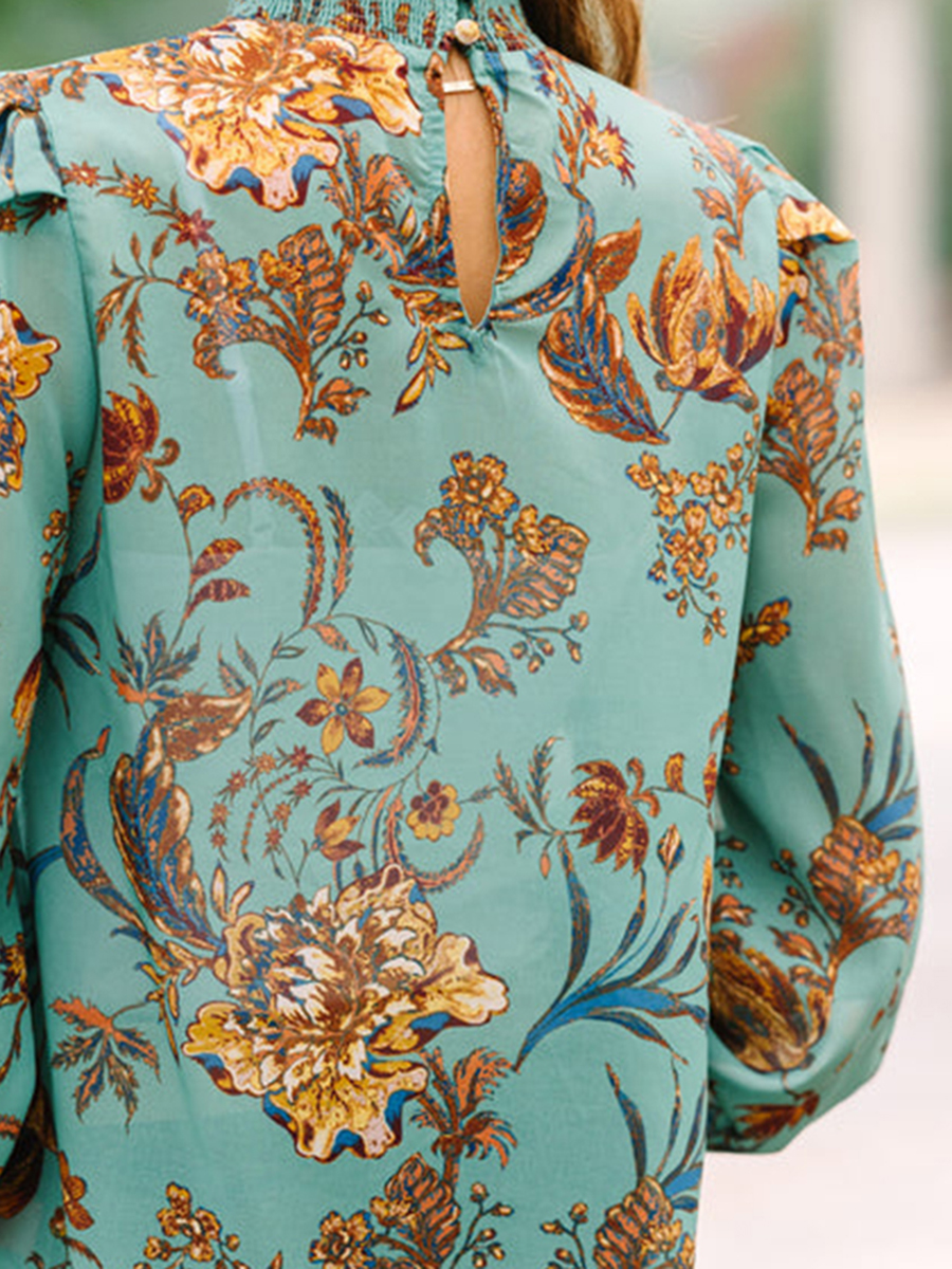 Green Floral Blouse