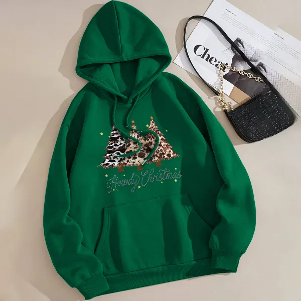 Leopard print Christmas tree Women's hoodie