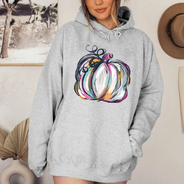 Women's Casual Pumpkin Print Hoodie