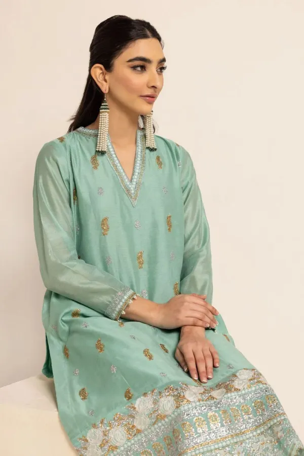 2 Piece | Kurta & Pants | Color Light Green