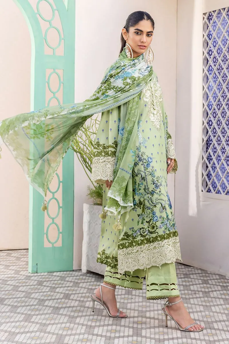 3 Piece Kurta Embroidered | Dupatta& Bottom & Tops | Color light green