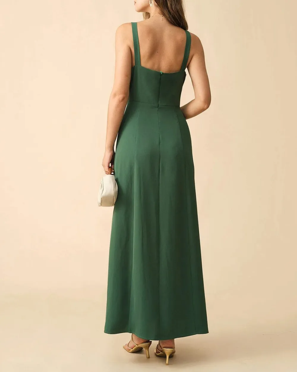 Long drape green silky dress