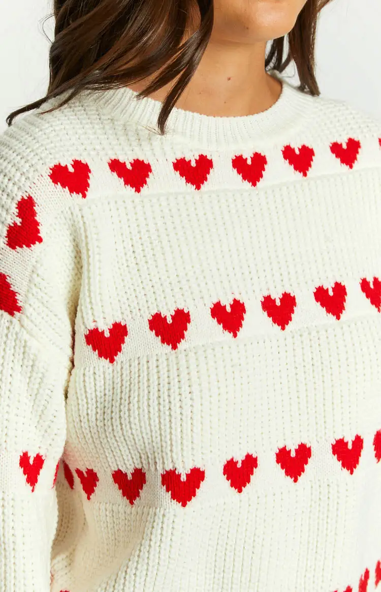 Lovey Red Heart Stripe Jumper