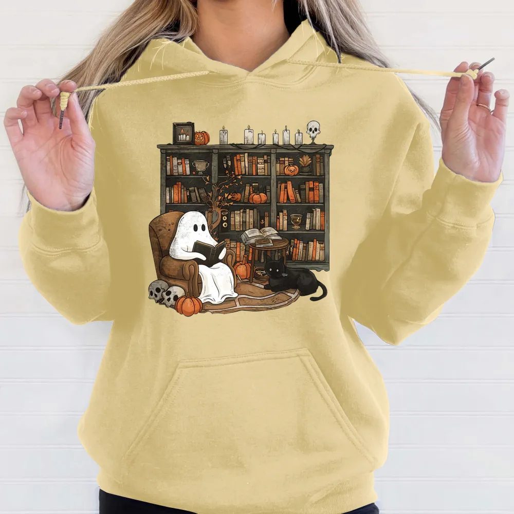 Retro Ghost Reading Books Hoodie