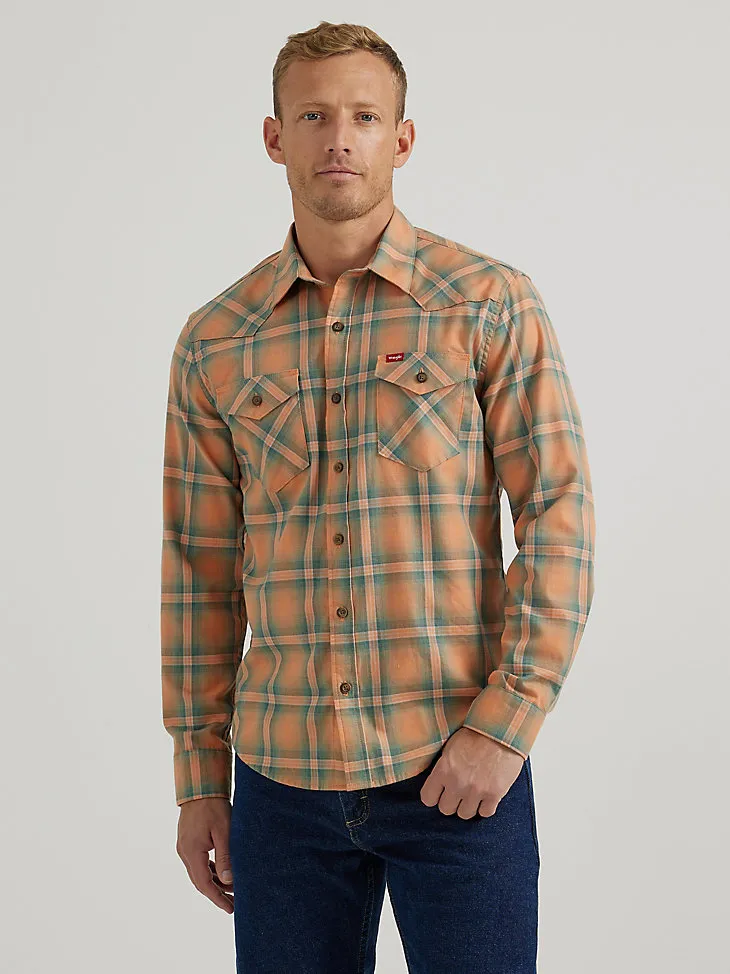 MEN'S COWBOY WASH PLAID SHIRT IN PHEASANT ORANGE