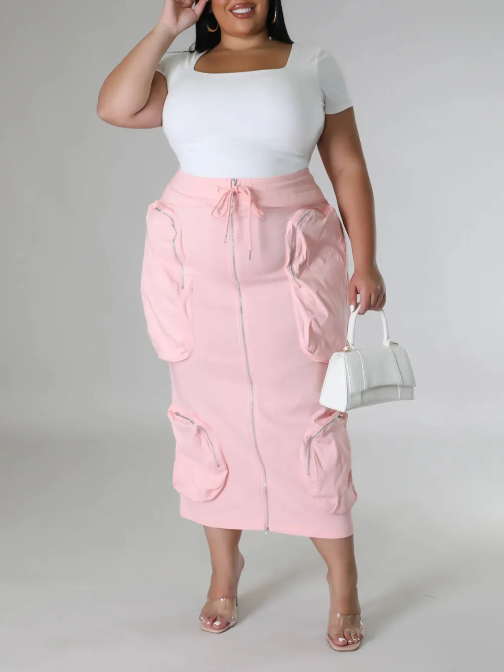 Plus-Size Fashion Women'S Cargo Style Skirt