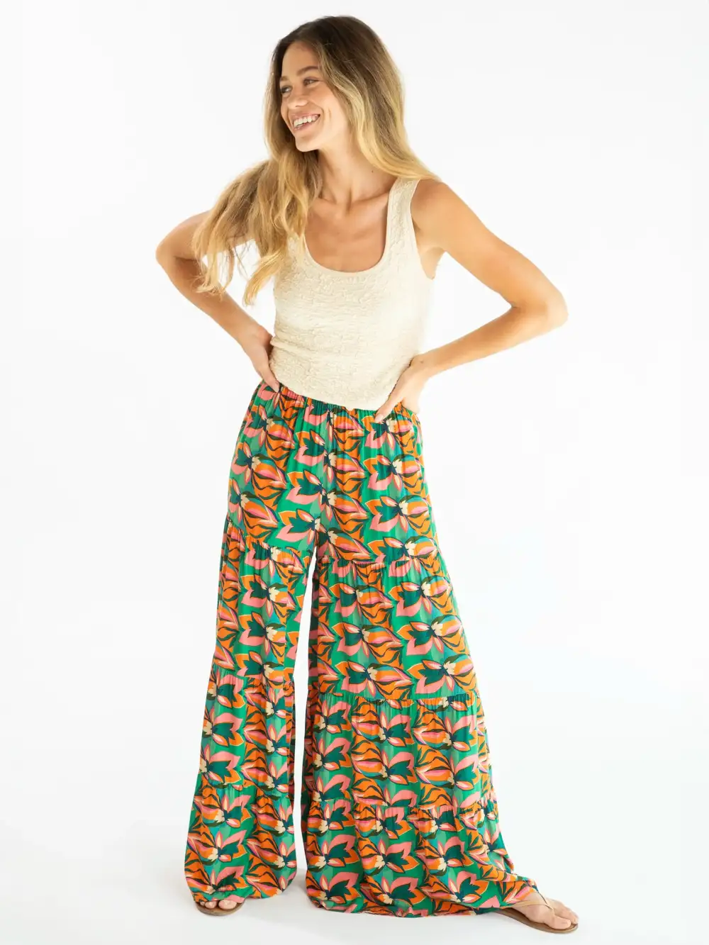 Patti Palazzo Pant - Tropical Floral