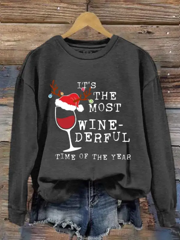 Women's Christmas It's The Most Wine-derful Time of The Year Printed Sweatshirt