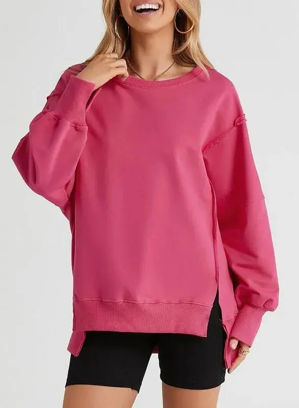 Oversized Reverse Seam Sweatshirt Long Sleeve Crewneck Pullover