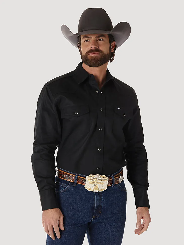 COWBOY CUT® FIRM FINISH LONG SLEEVE WESTERN SNAP SOLID WORK SHIRT IN CHAMBRAY BLUE