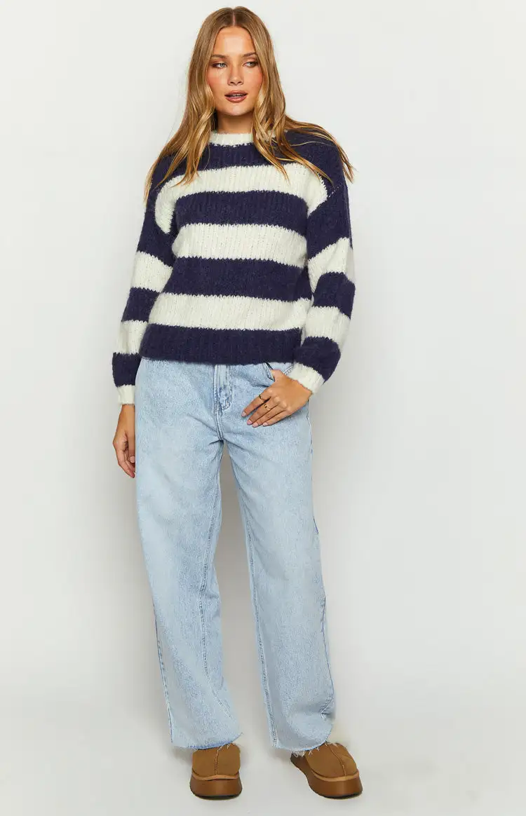 Cotton Candy Navy Stripe Knit Jumper