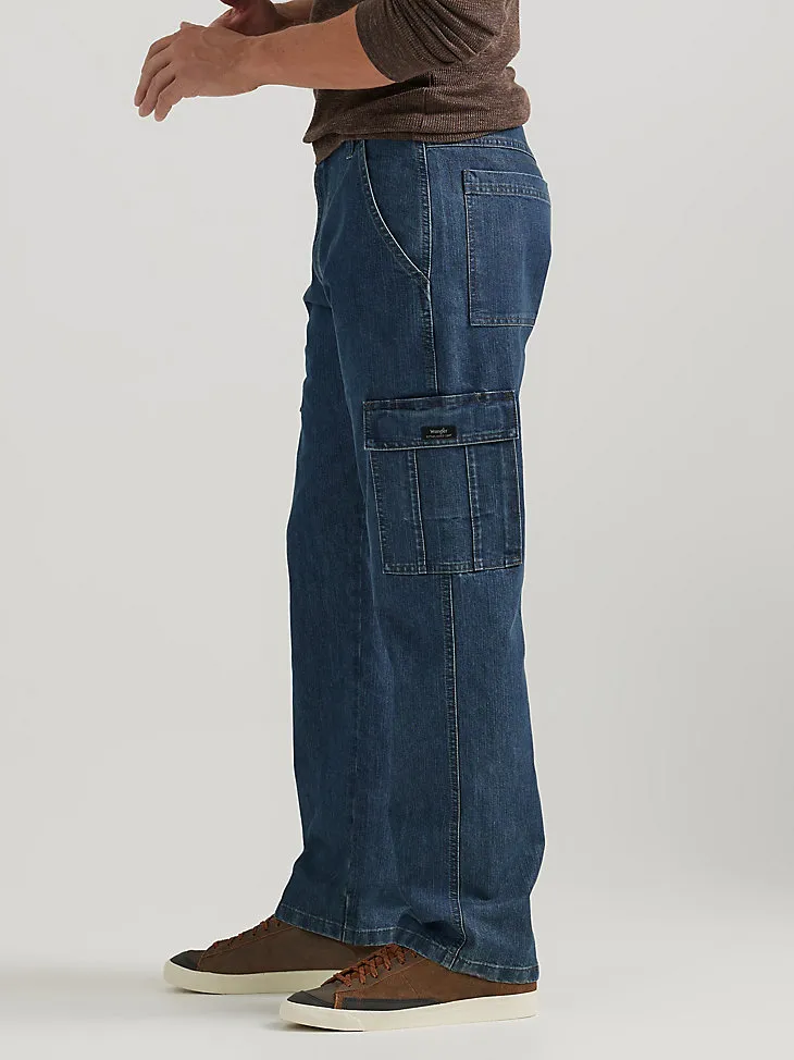 WRANGLER® DENIM LOOSE FIT CARGO JEAN IN MEDIUM STONEWASH DENIM