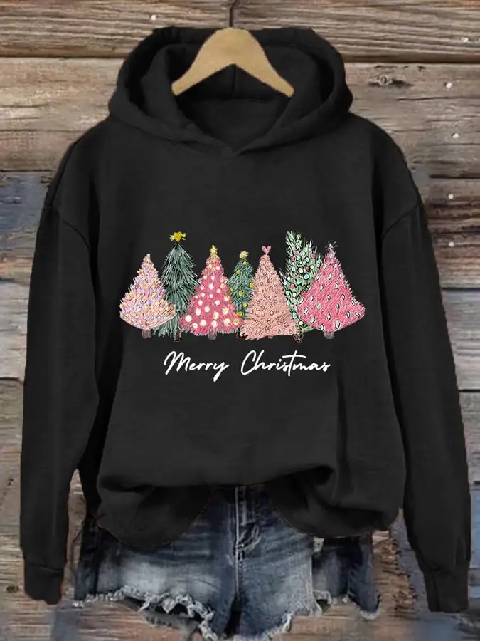 Women's  Merry Christmas! Christmas Tree Casual Hoodie