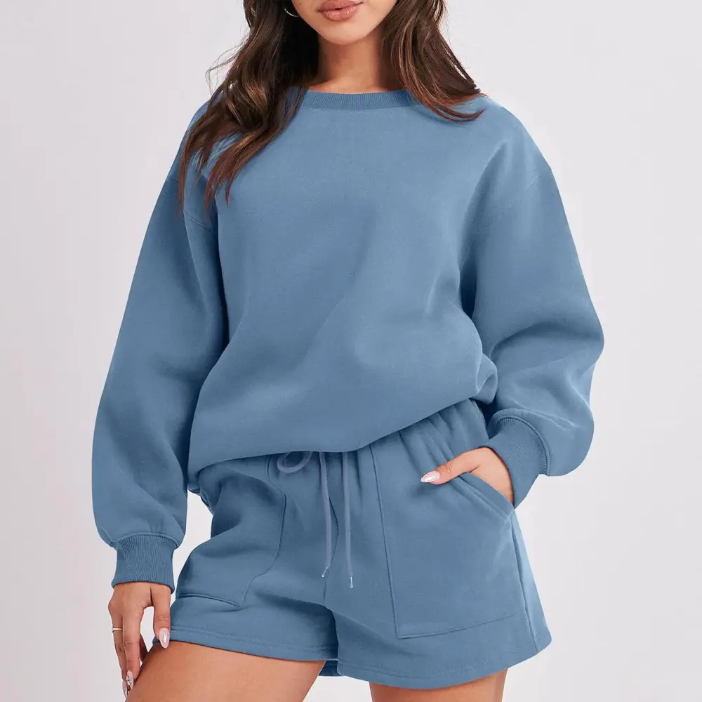 2 Piece Sweatshirt & Shorts Lounge Set