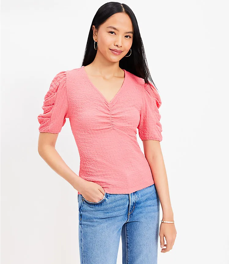 Crinkle Pleated Sleeve Top