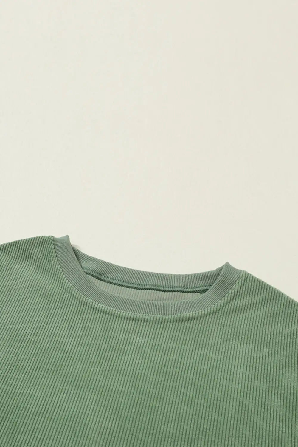 Grass Green Crinkle Rib Drop Shoulder Oversized Sweatshirt