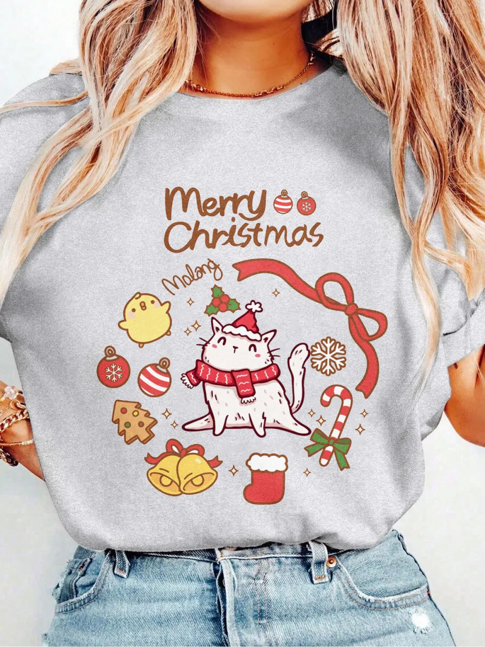 Kitty Santa Lady T-shirt