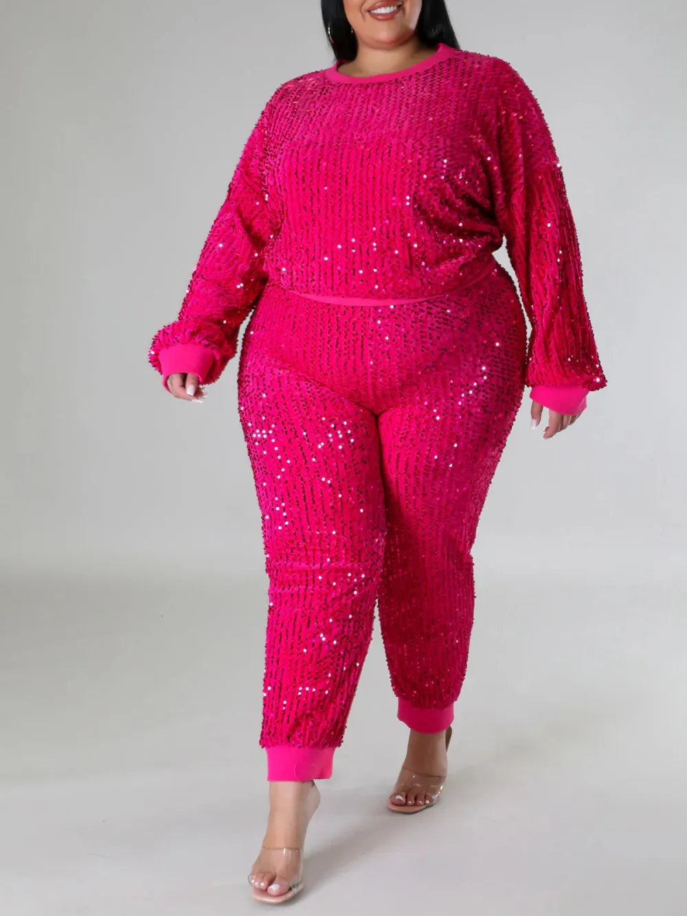 Plus Size Women'S Fashion Sequin Suit