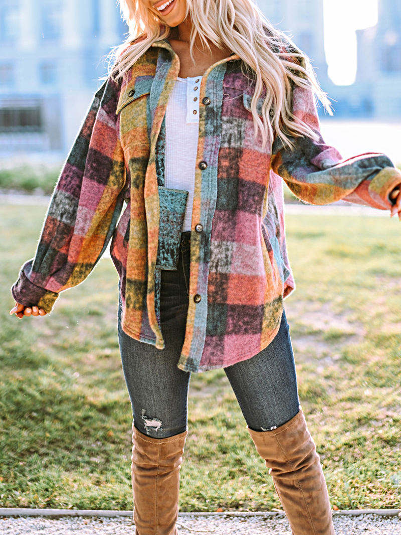 Plaid Casual Elegant Jacket Coat