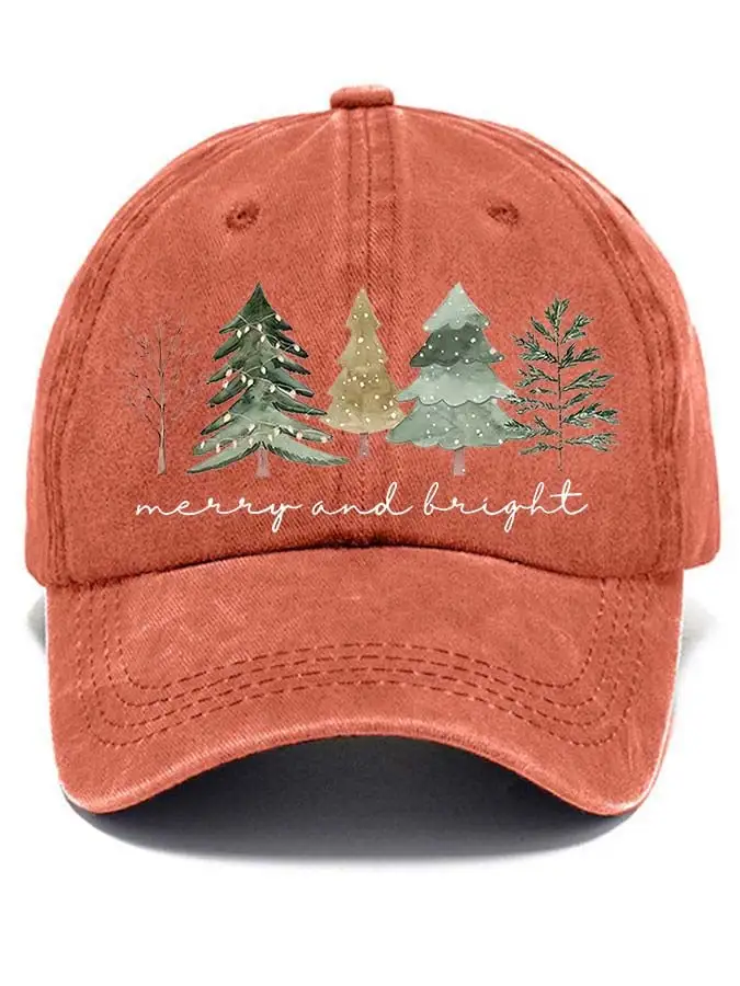 Women's Casual Merry And Bright Print Baseball Cap