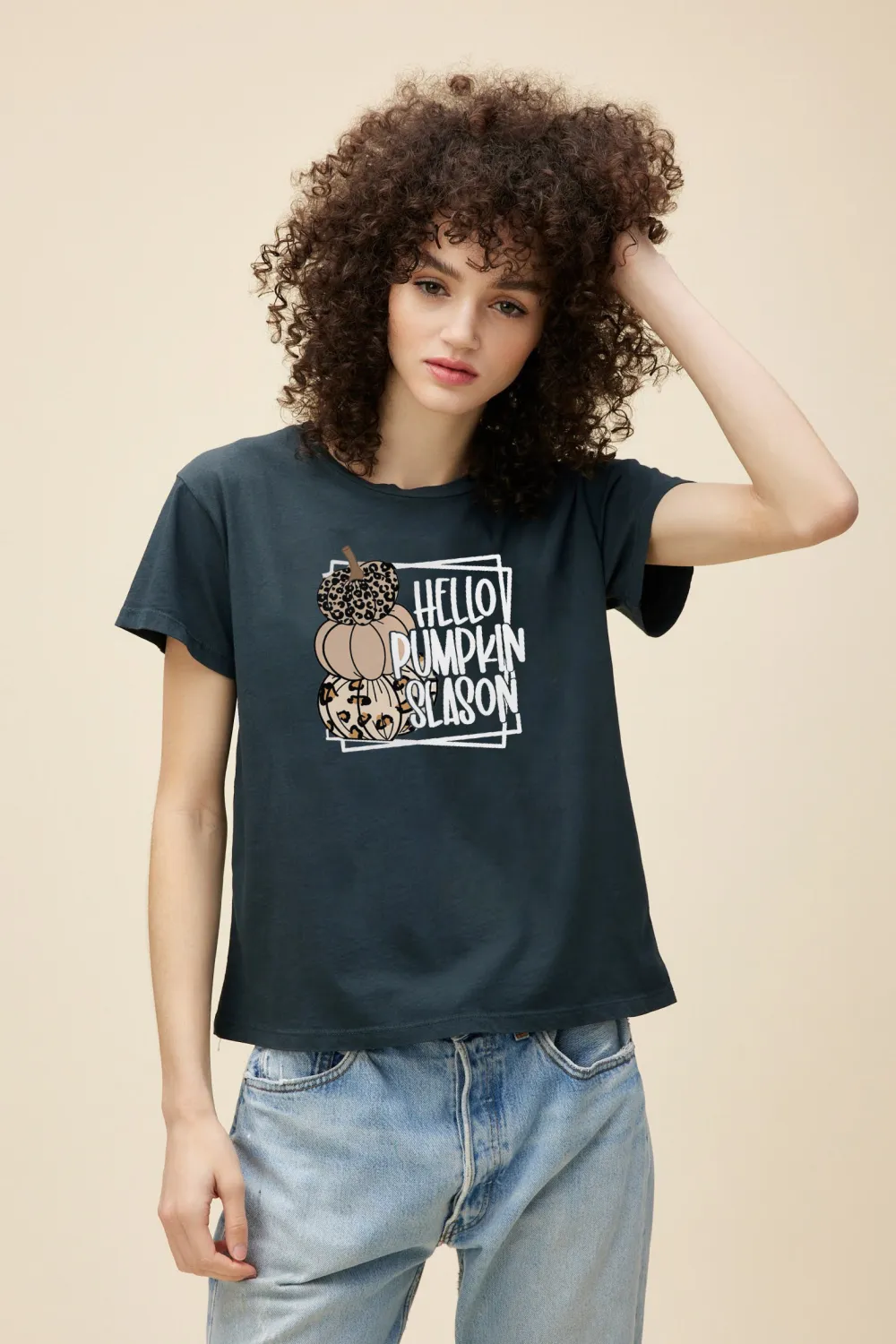 Women's Pumpkin English Halloween Printed T-shirt