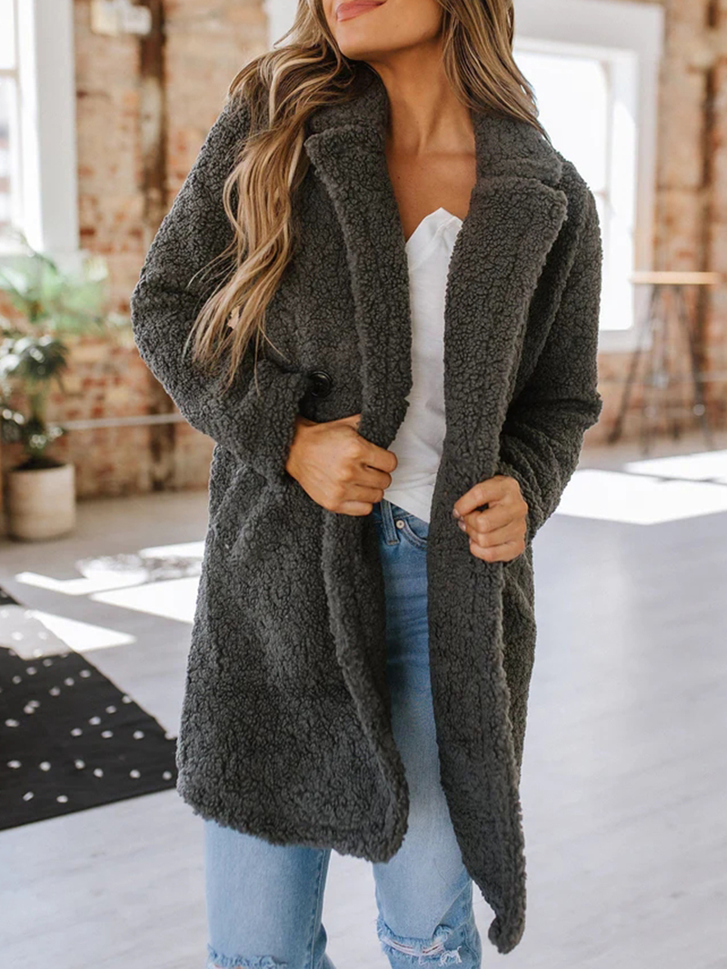 Grey Casual Elegant Sweater Jacket Coat