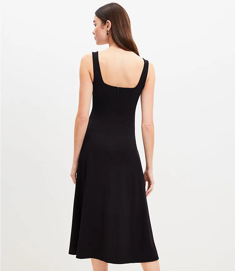 Ponte Seamed Flare Midi Dress