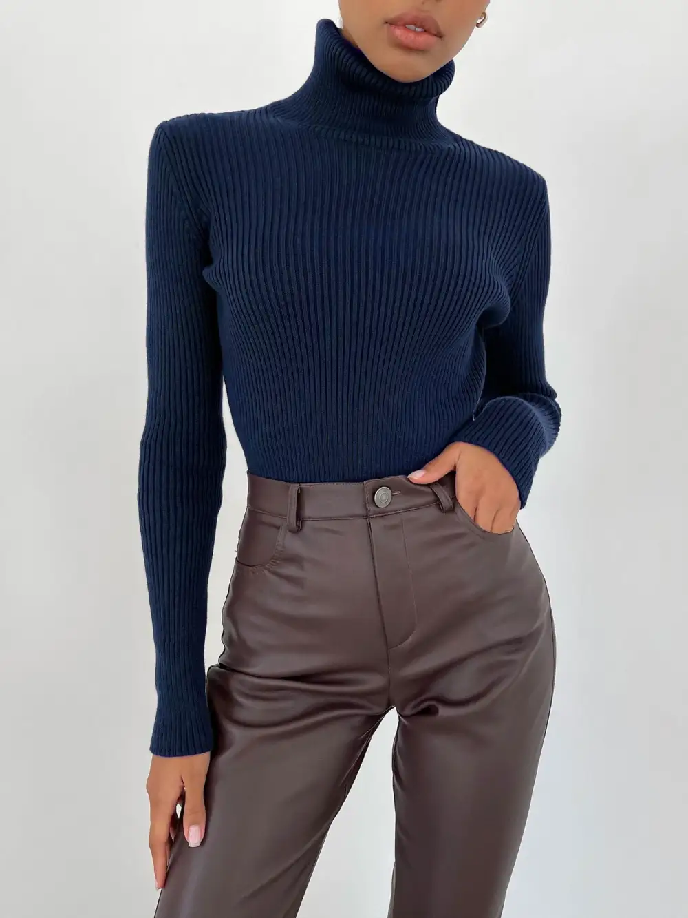 Versatile Essential Turtleneck Knitted Sweater