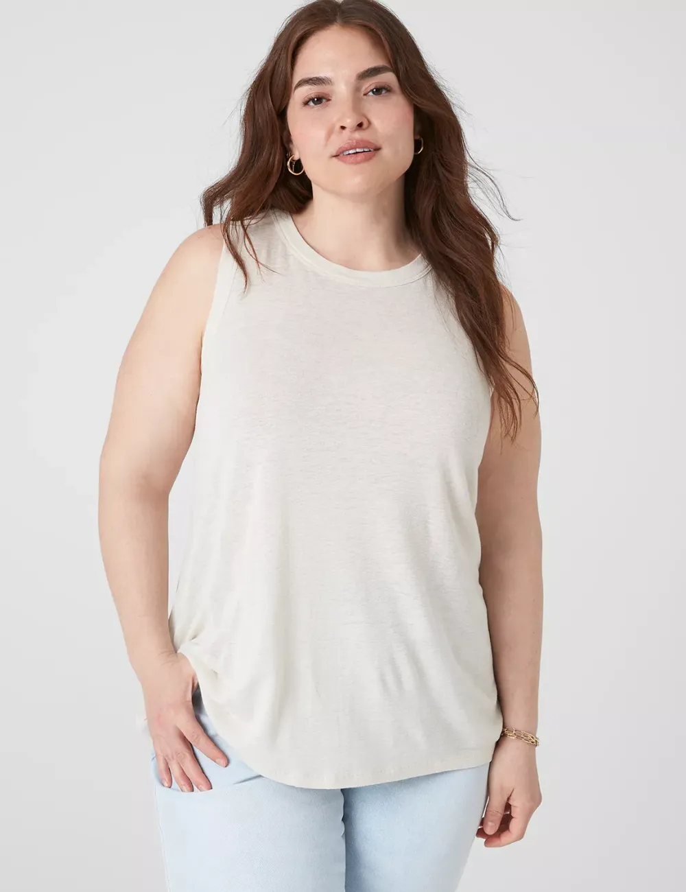 Crew-Neck Linen Tank