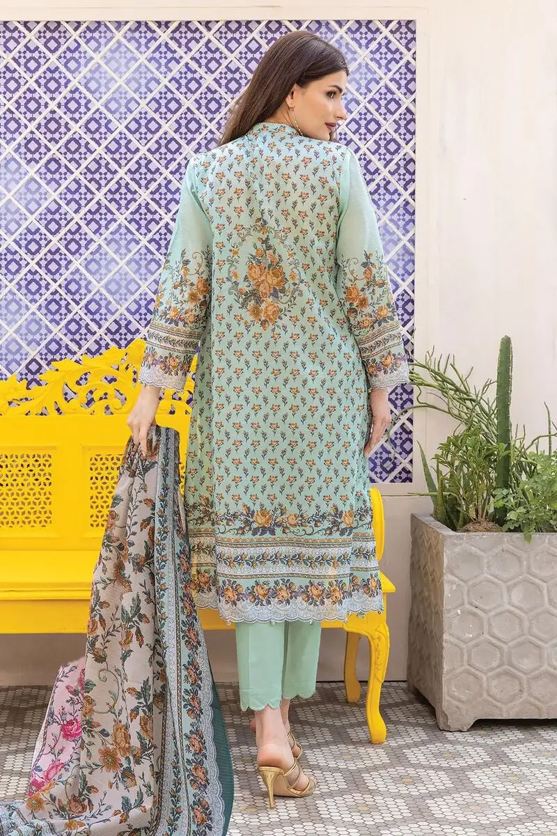 3 Piece Kurta Embroidered | Dupatta& Bottom & Tops | Color light green