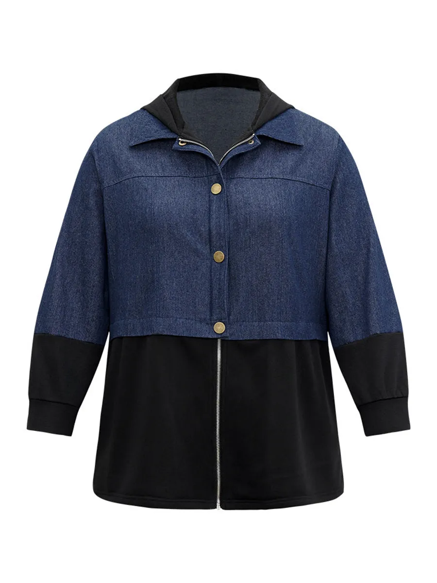 Women's denim patchwork coat